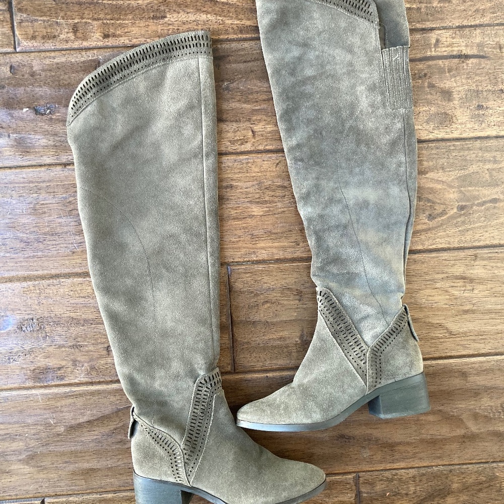 Vince Camuto Khaki Suede Heeled Boots